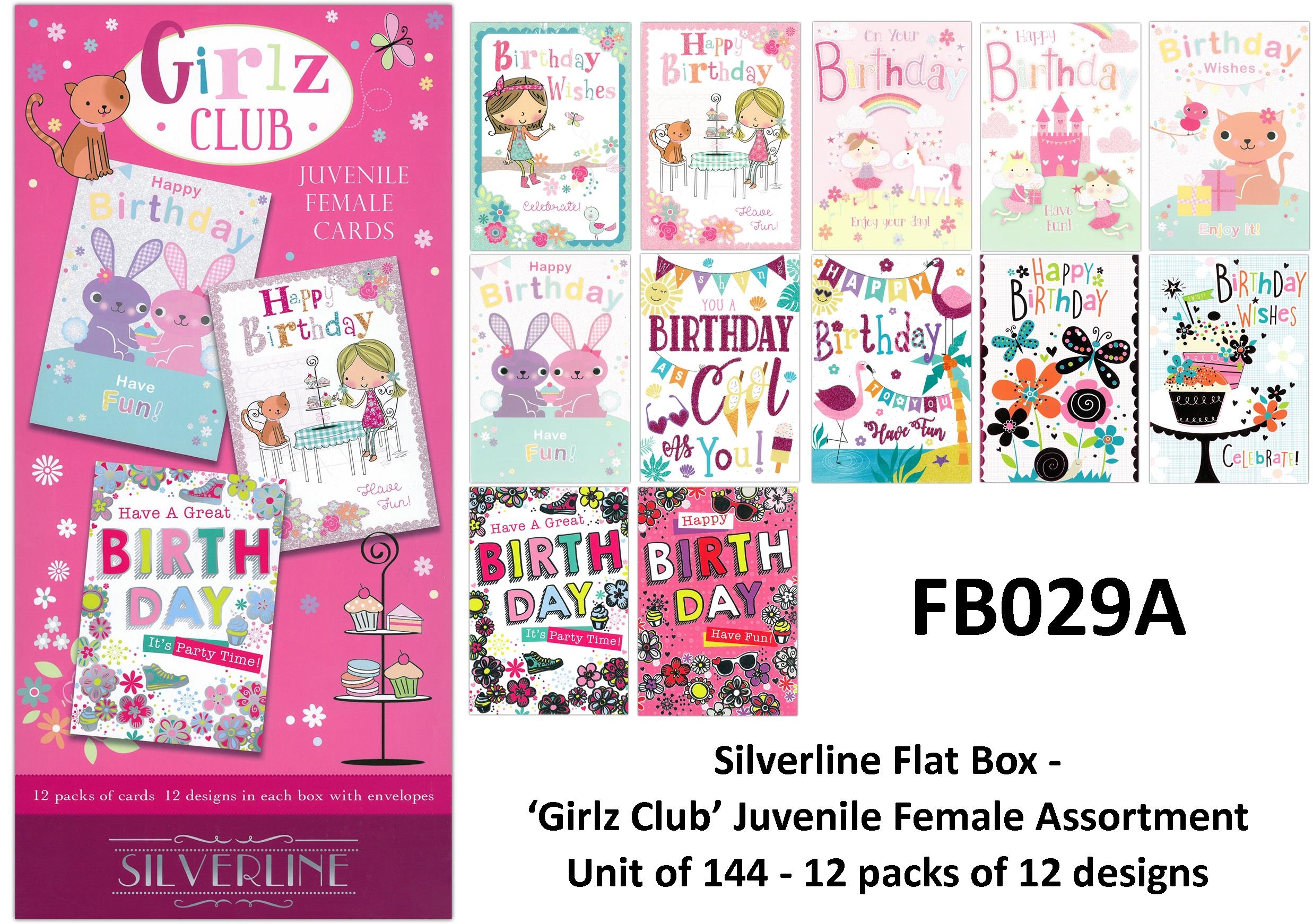 SILVERLINE FLAT BOX,Girlz Club Asst Juvenile Cards 144`s [Packs Only]