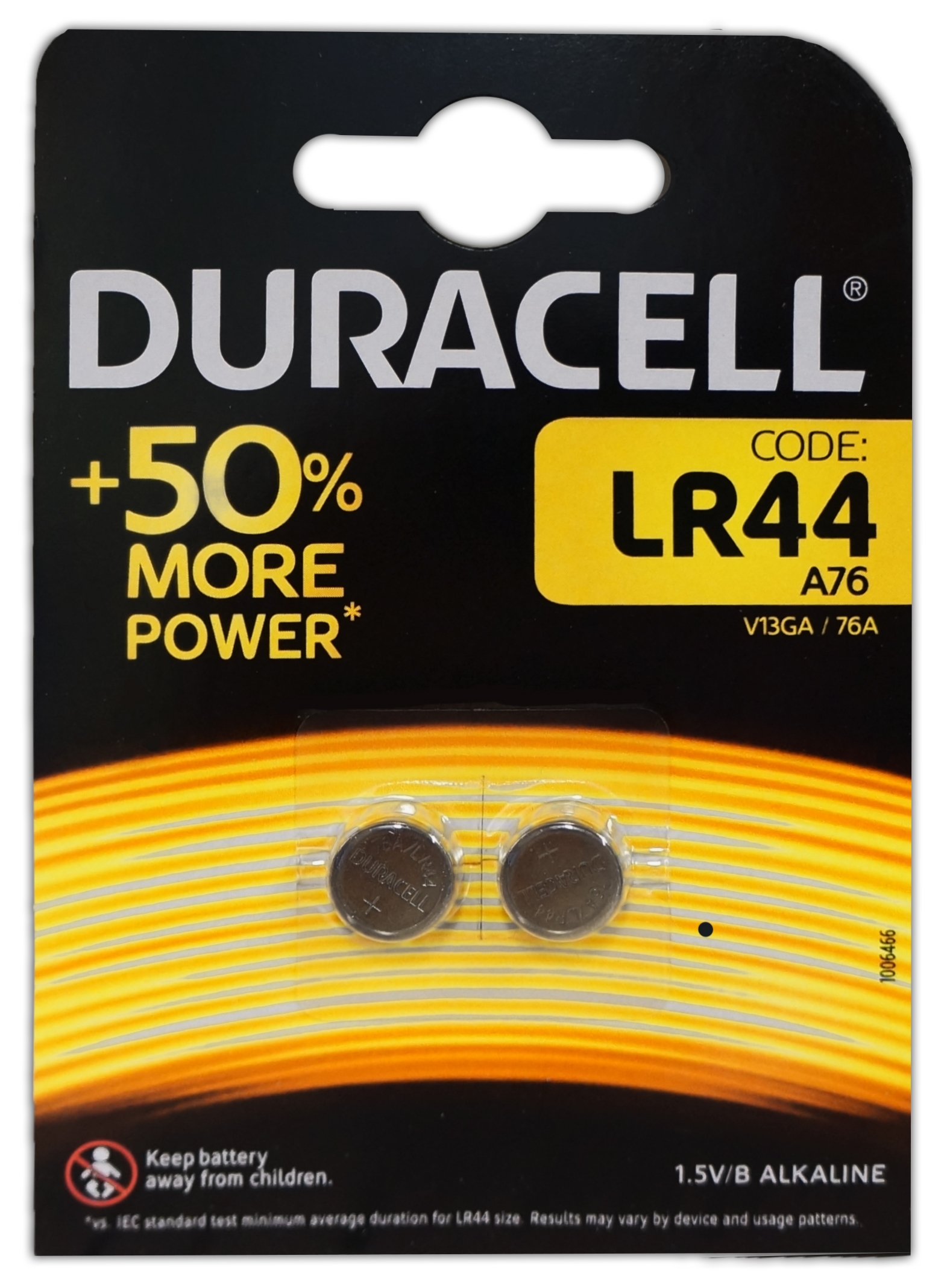 DURACELL LR44 Batteries Button Cell Alkaline 1.5v 2`s I/cd [Packs Only]