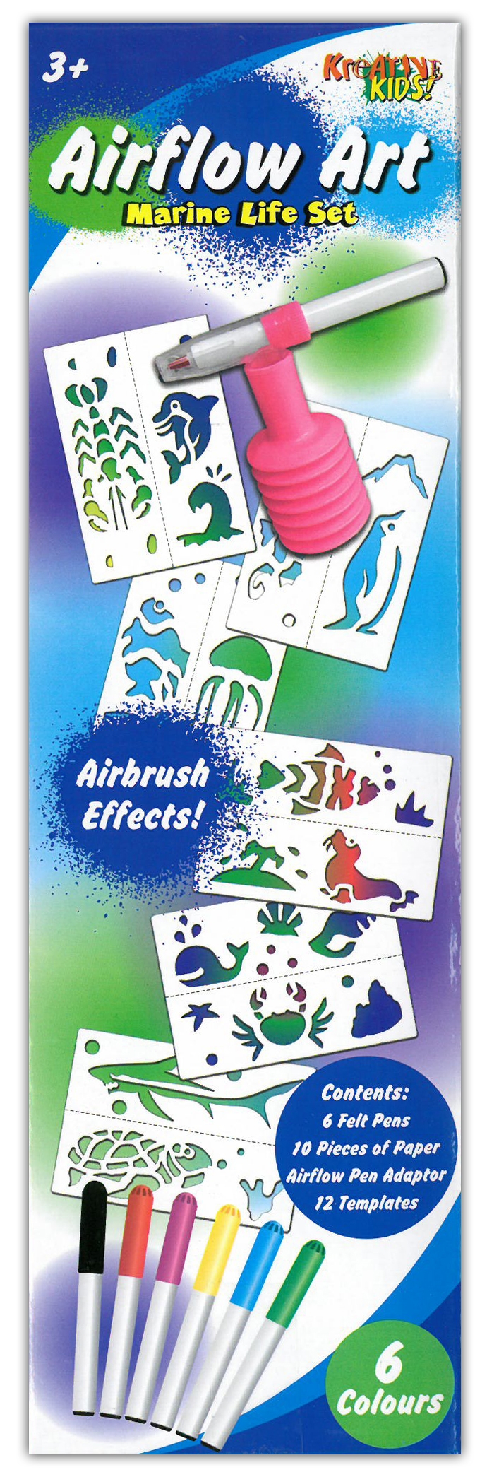 AIRFLOW ART SET,Airbrush Effect,Age3+,Bxd. (WAS £4.49) [Splittable]