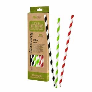 DRINKING STRAWS,BIO PAPER, Mixed 20cm 20`s Duni [Splittable]