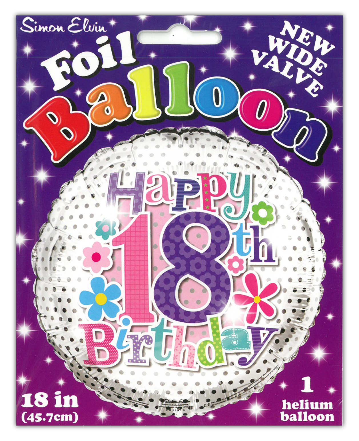 BALLOONS,Age 18 Female Helium Foil [Packs Only]