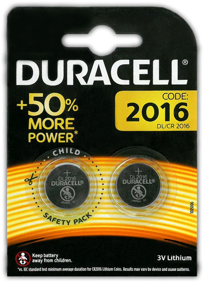 DURACELL Batteries Button Cell 2016 3V Lithium 2`s I/cd [Splittable]