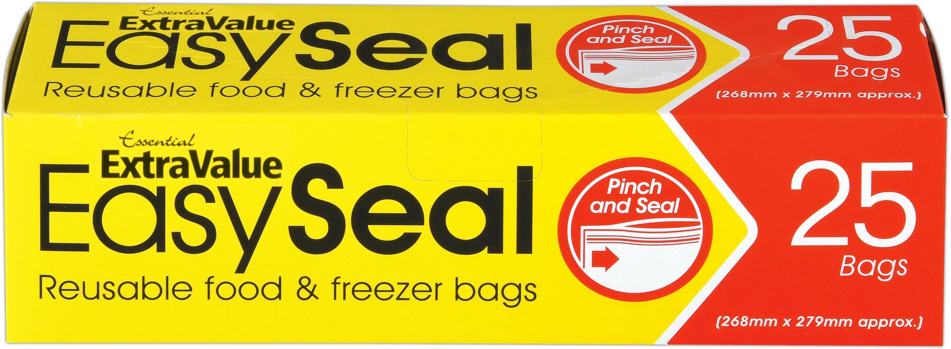 FOOD & FREEZER BAGS 25`s Easy Seal, 268x279mm Boxed [Splittable]
