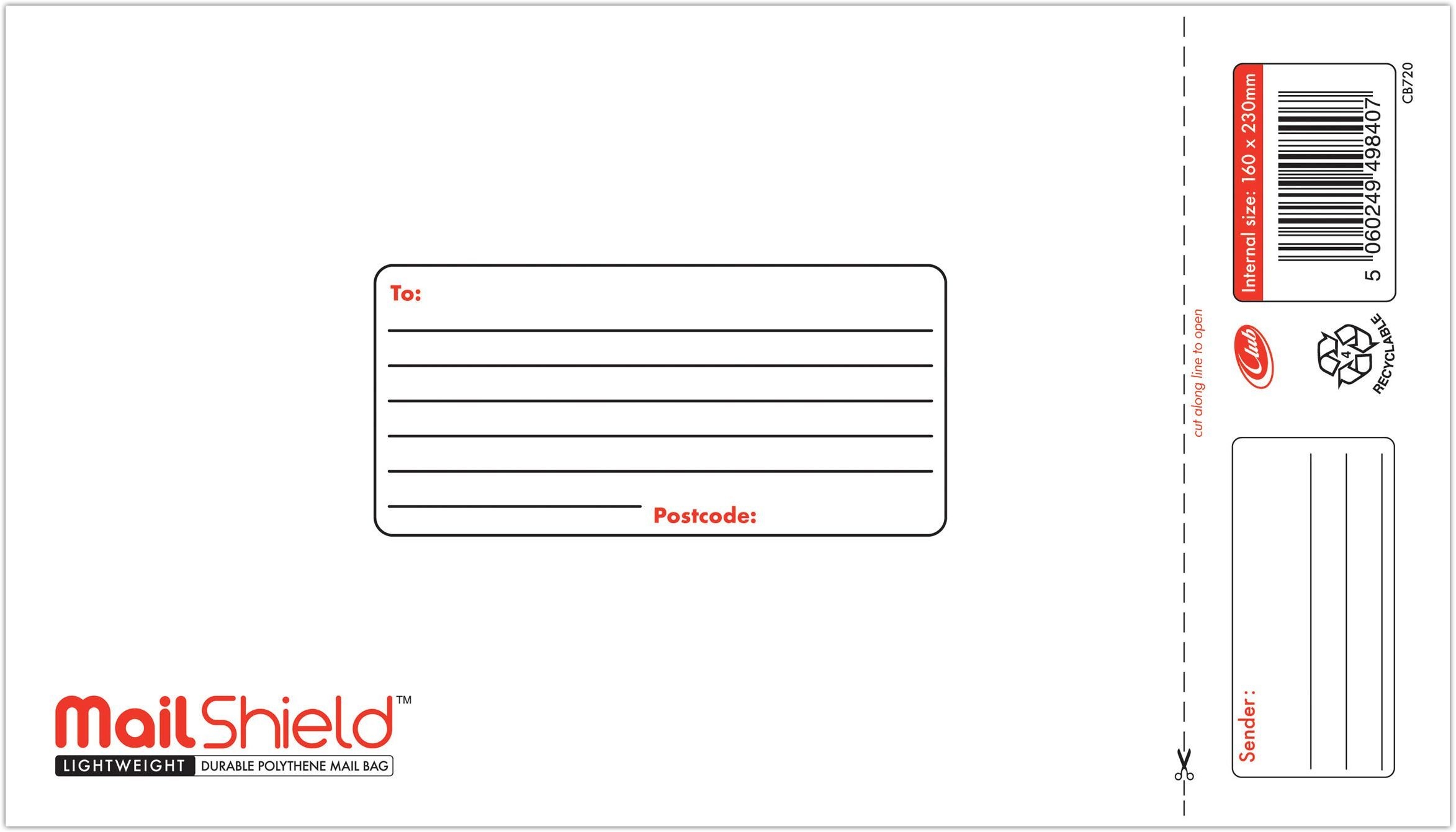 MAIL BAG,MailShield Poly 16x23cm (Small) 50 Micron [Packs Only]