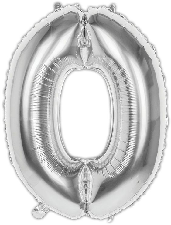 BALLOONS,Number 0 Silver 34