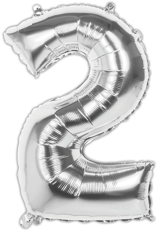 BALLOONS,Number 2 Silver 34