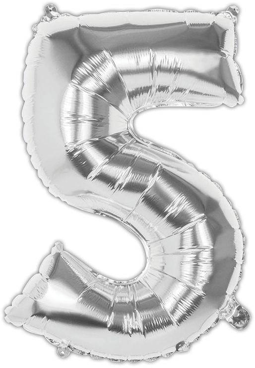 BALLOONS,Number 5 Silver 34