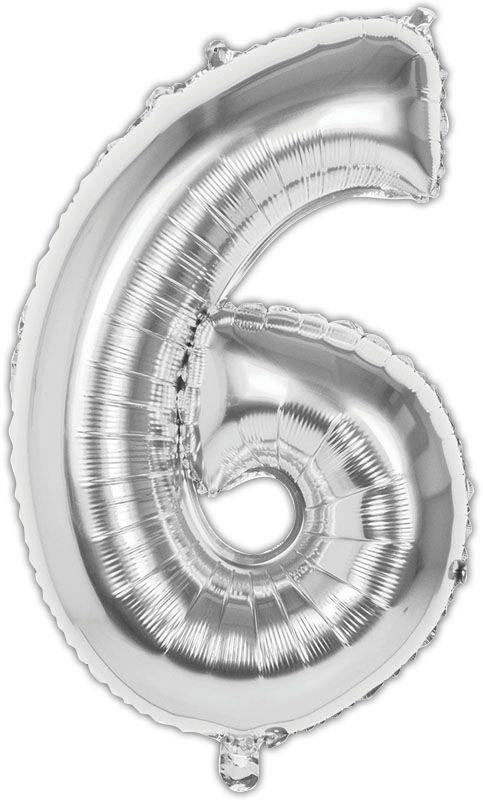 BALLOONS,Number 6 Silver 34