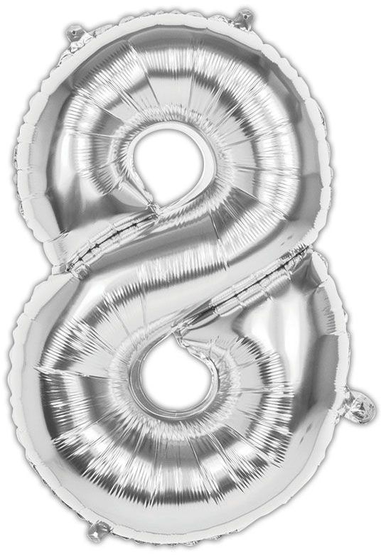 BALLOONS,Number 8 Silver 34