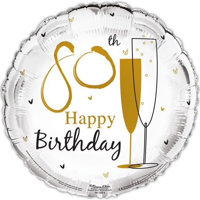 BALLOONS,Age 80 Helium Foil [Packs Only]