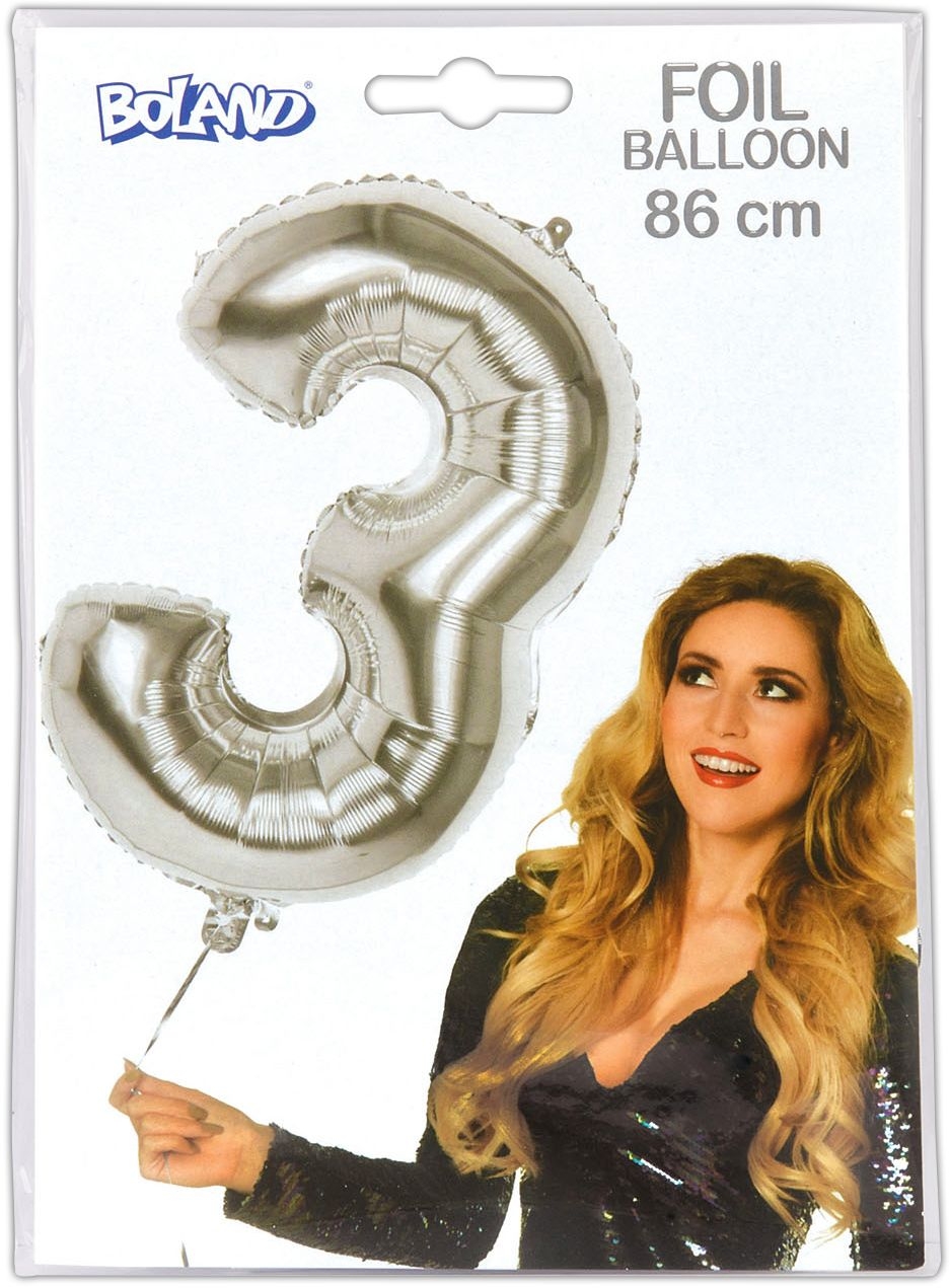 BALLOONS,Number 3 Silver 34