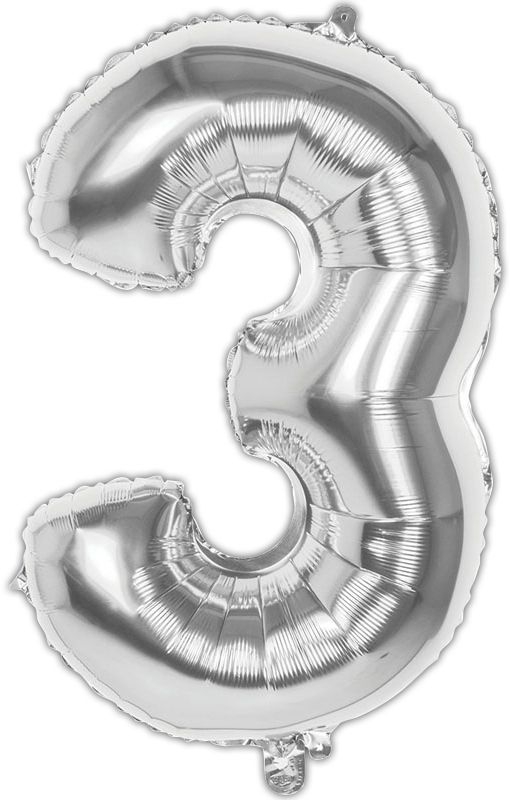 BALLOONS,Number 3 Silver 34