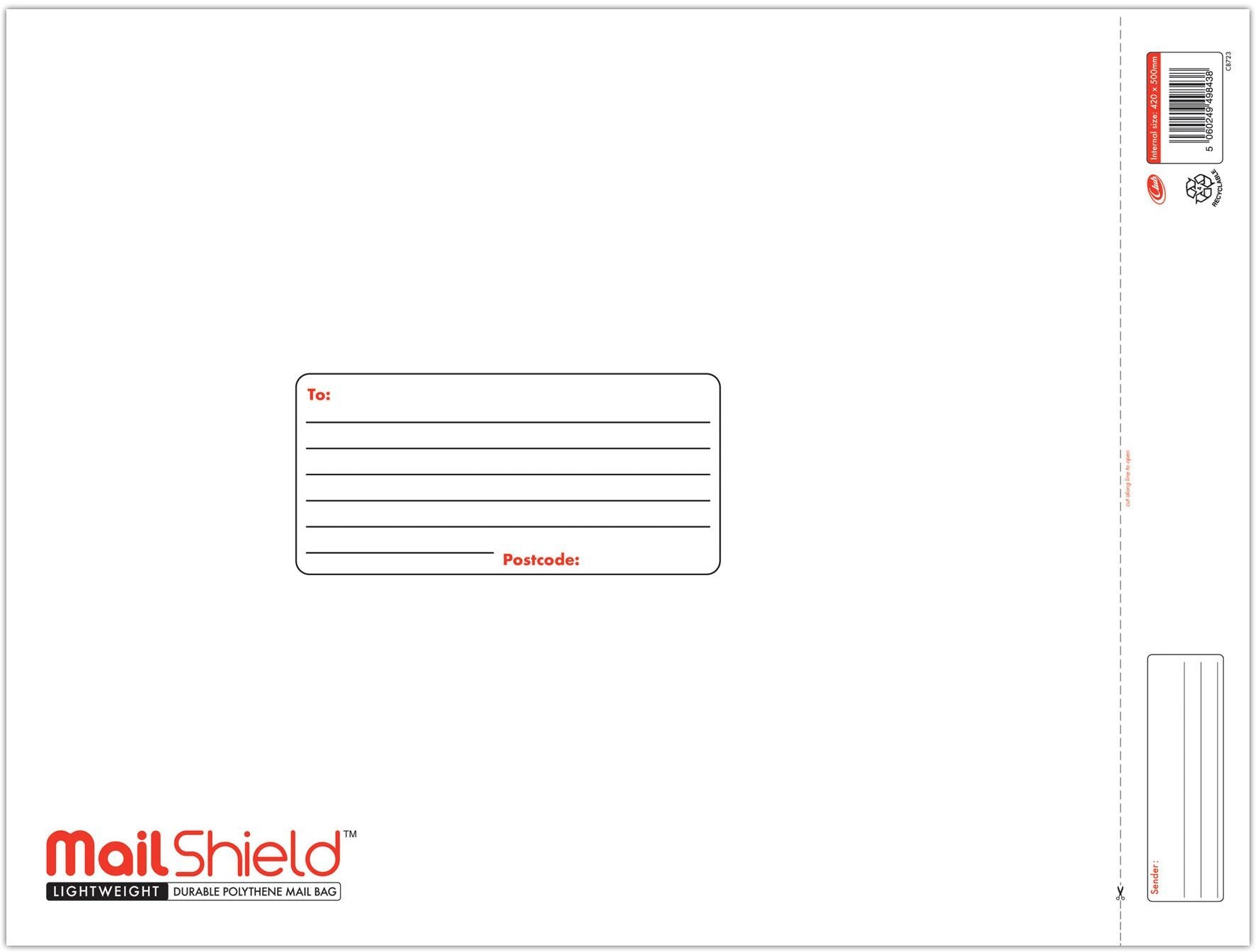 MAIL BAG,MailShield Poly 42x50cm (Ex. Large) 50 Micron [Packs Only]