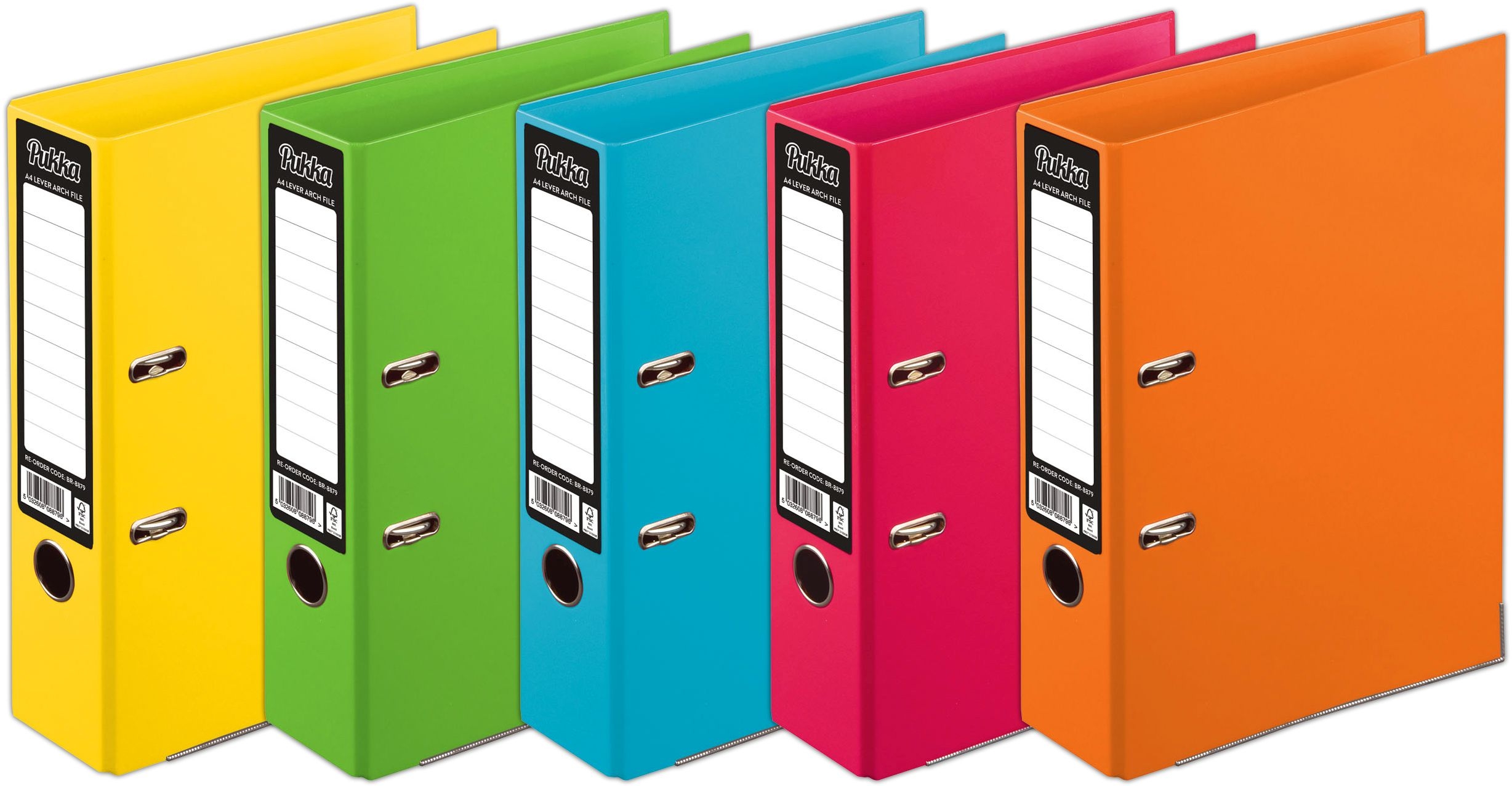LEVER ARCH FILE, Pukka, A4 5 Vivid Assd Colours [Splittable]