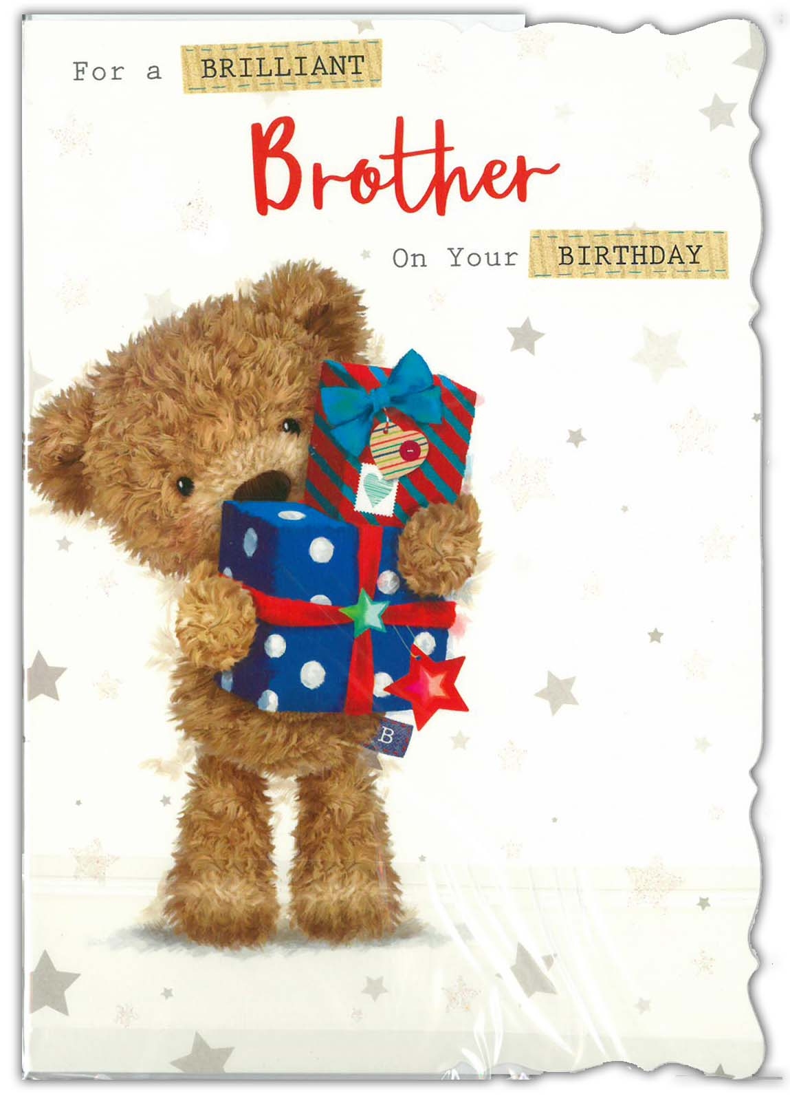 BIRTHDAY CARDS,Brother 6`s Bear With Presents(Was 1.15)