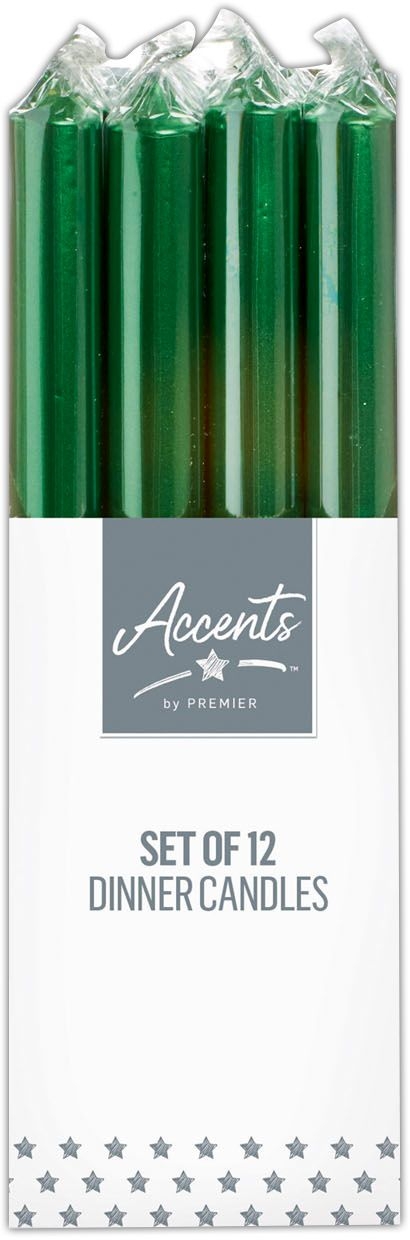 CANDLE,Dinner Metallic Green 25cm CDU [Packs Only]