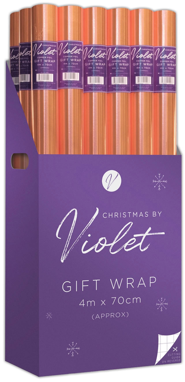 XMAS ROLLWRAP,4m Copper Wash (Was 2.49) [Packs Only]