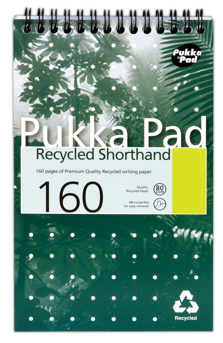 REPORTERS NOTEBOOK,Recycled, Pukka Pad 200x125mm 80lv [Packs Only]
