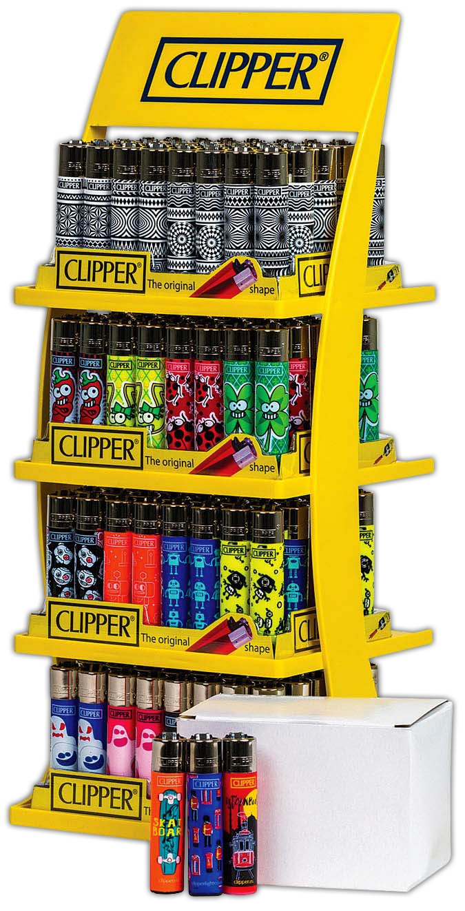CLIPPER LIGHTERS, 4 Teir Stand 160+20 F.O.C. Asst Des. [Packs Only]