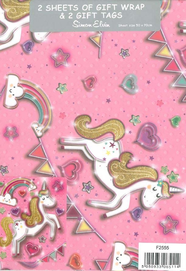 GIFT WRAP PACKETS, Juvenile Unicorn / Rainbow, H/pk [Packs Only]