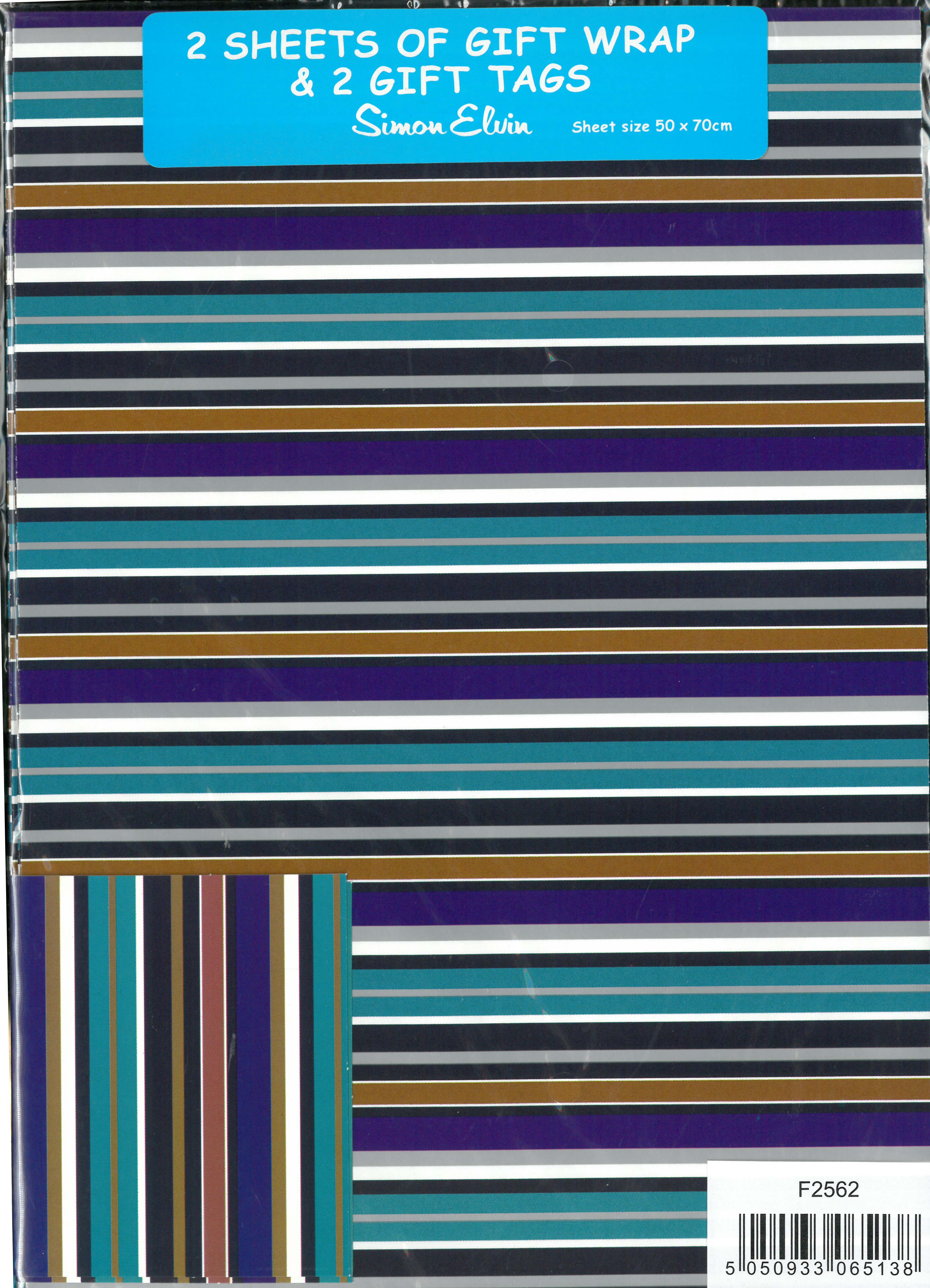 GIFT WRAP PACKETS, Male Stripes H/pk [Packs Only]