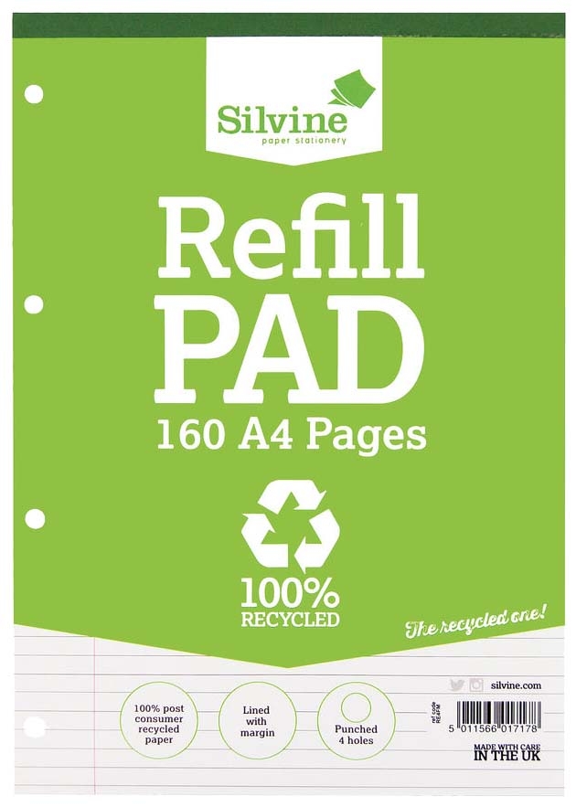 REFILL PAD,Recycled,Ft. & M A4 160 page 80lv [Packs Only]