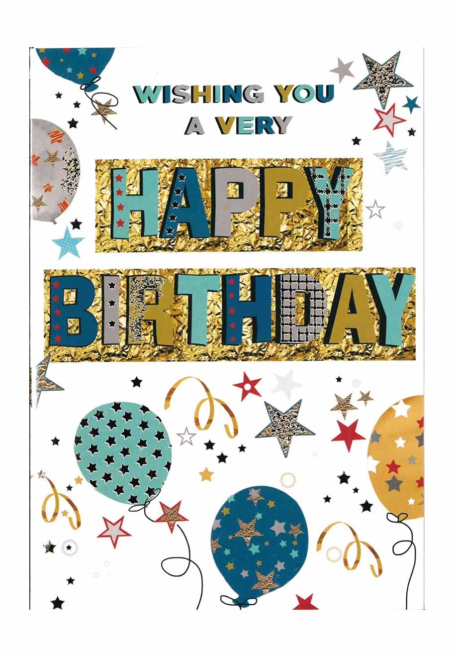 BIRTHDAY CARDS,6`s Balloons,Stars & Streamers
