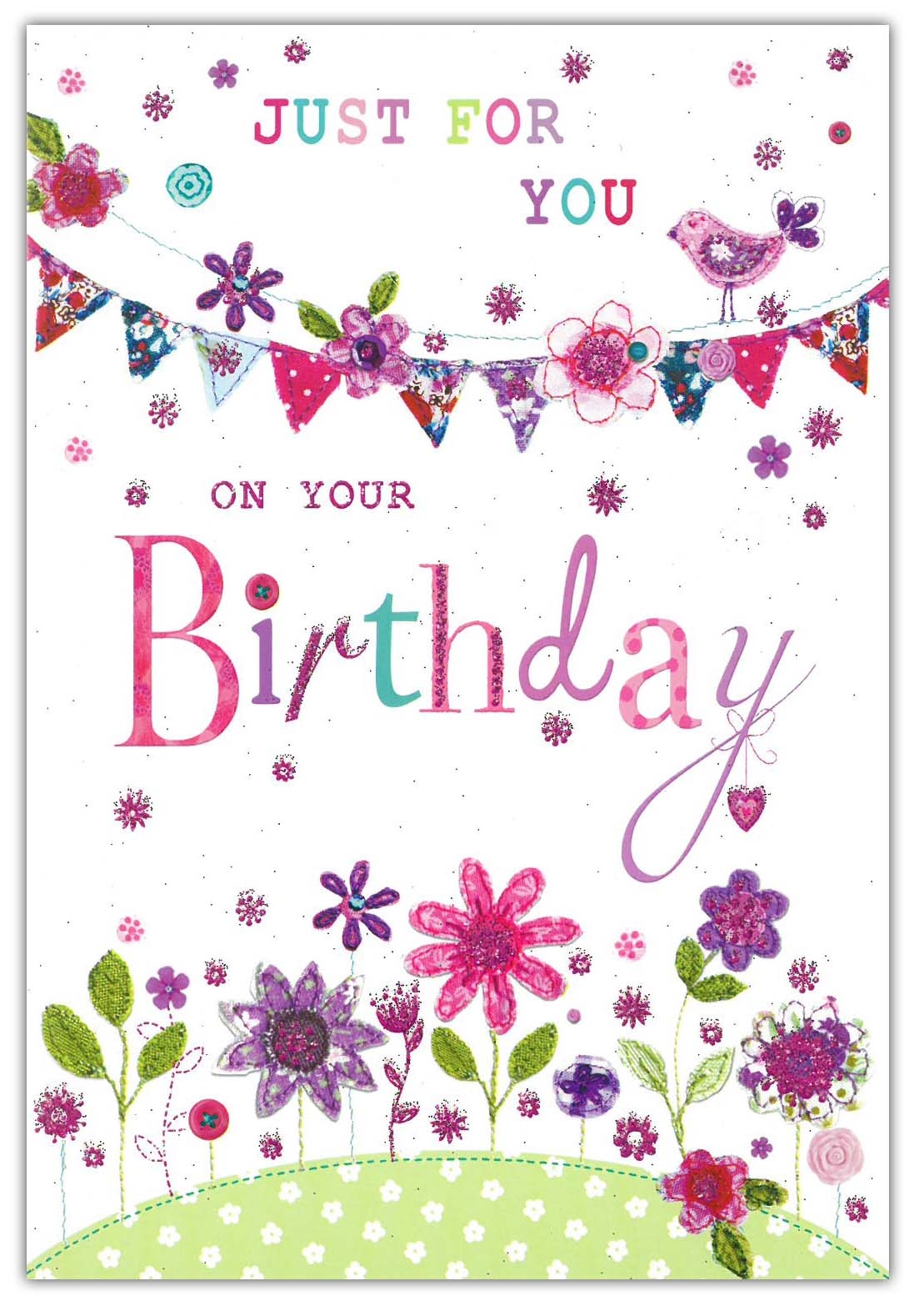 BIRTHDAY CARDS,6`s Bunting Flowers