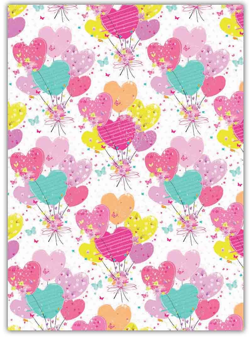 GIFT WRAP,Hearts, Balloons & Floral Design. [Packs Only]