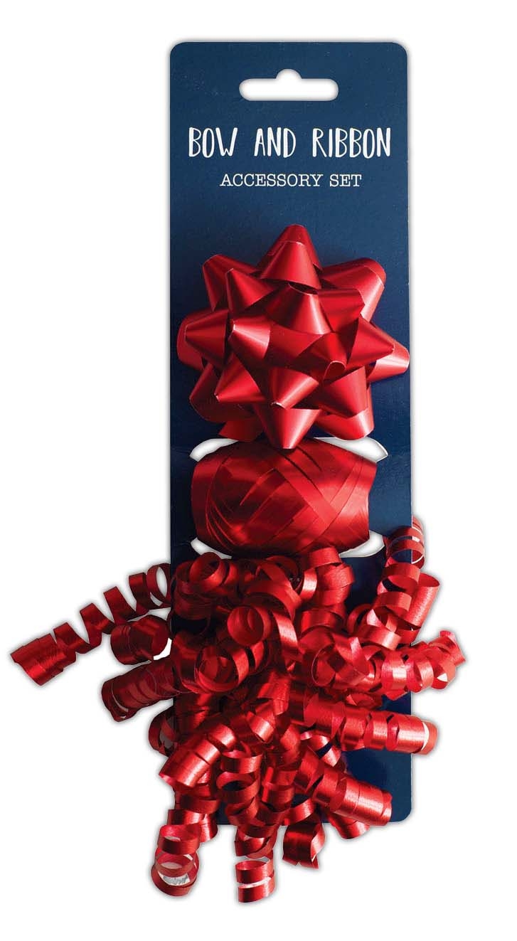 RIBBON & BOW SET,Red (3 Piece) [Packs Only]