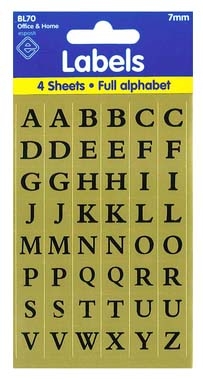 LABELS,Black Vinyl Numbers on Gold Background 7mm [Packs Only]