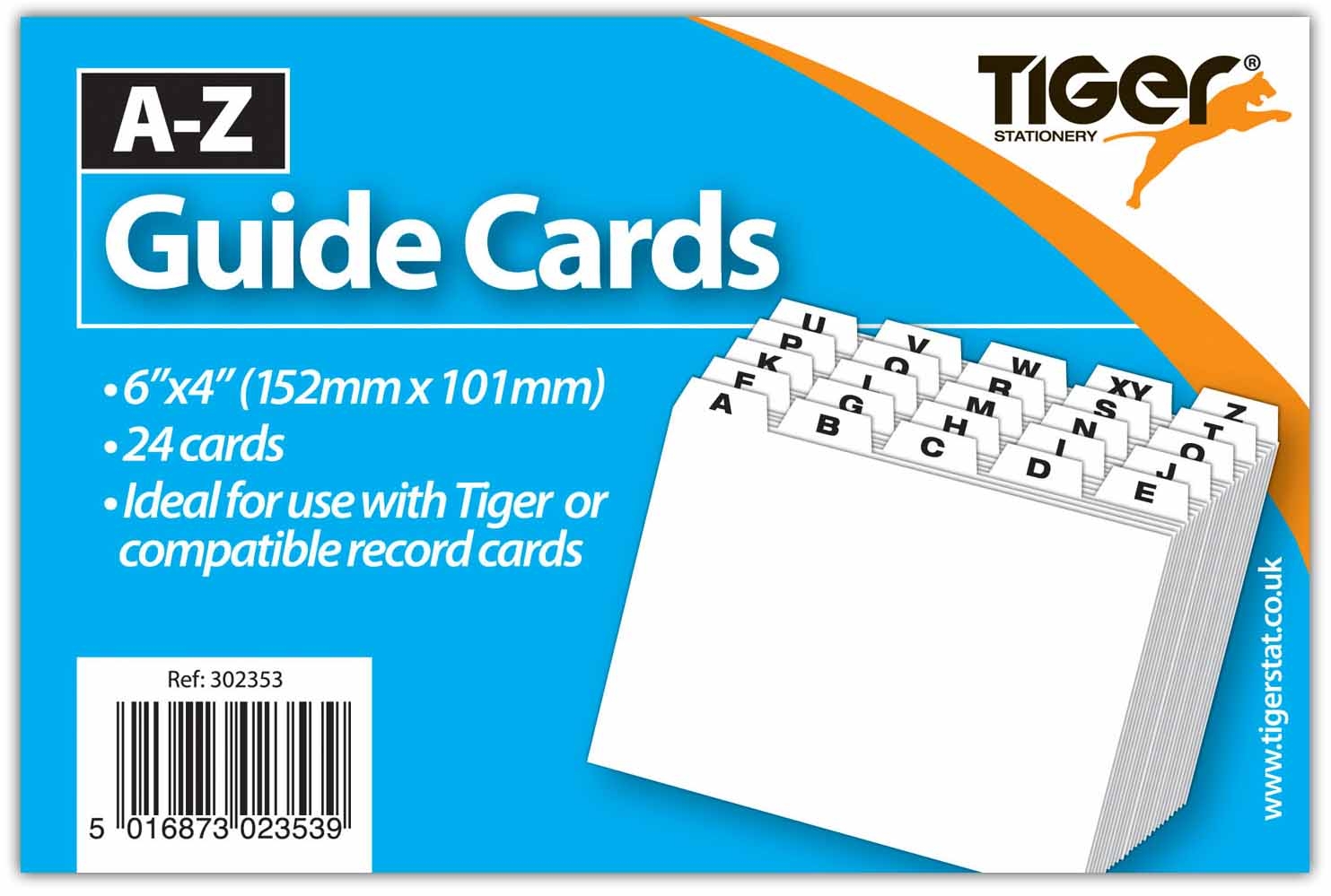 GUIDE CARDS,A-Z White 6x4in /150x100mm 24`s (Was £1.99) [Packs Only]