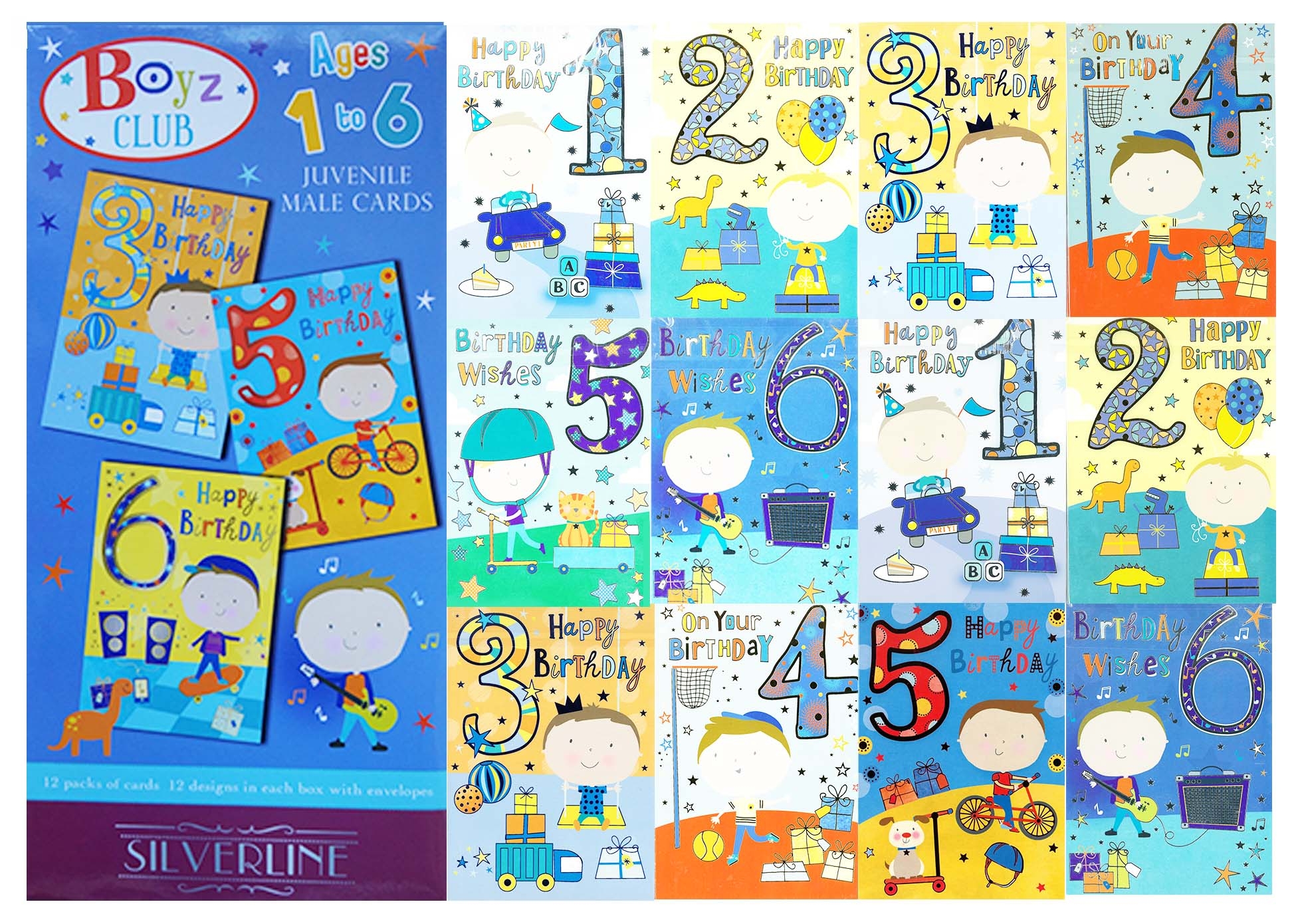 SILVERLINE FLAT BOX,Boyz Club 1-6 Asst 144`s [Packs Only]