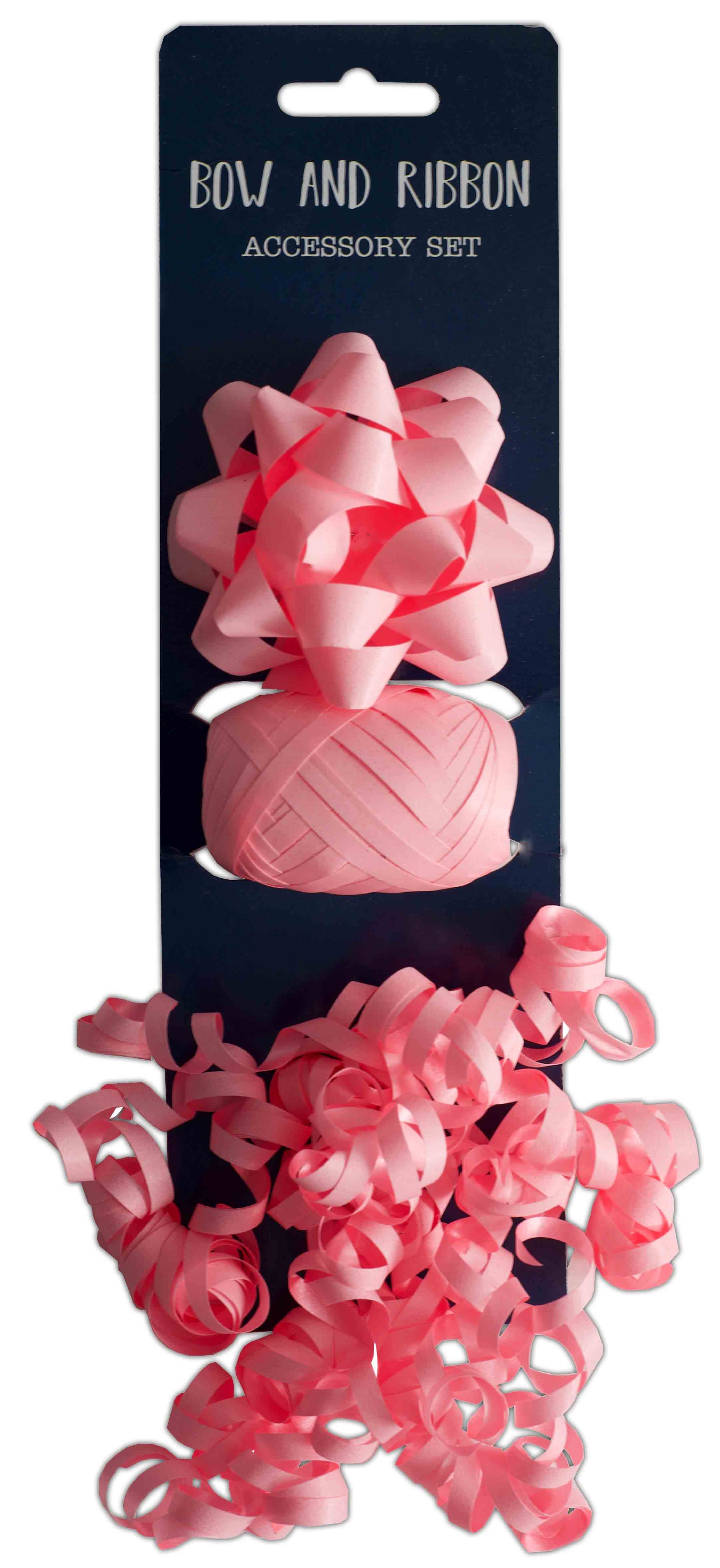 RIBBON & BOW SET,Light Pink (3 Piece) [Packs Only]