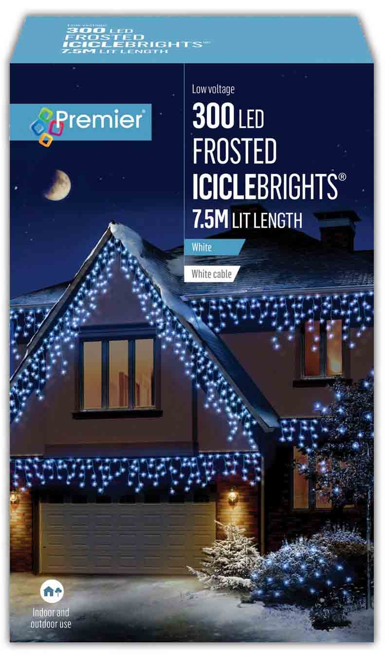 LIGHTS,LED Iciclebright Frosted White 300`s