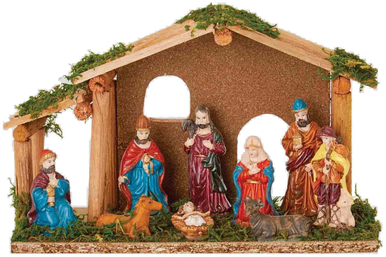 ORNAMENT,Wooden Nativity Set 10 Piece 25cm (Was 24.99)
