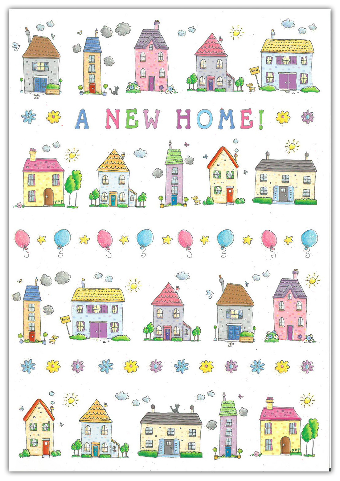 NEW HOME CARDS,6`s Balloons & Houses