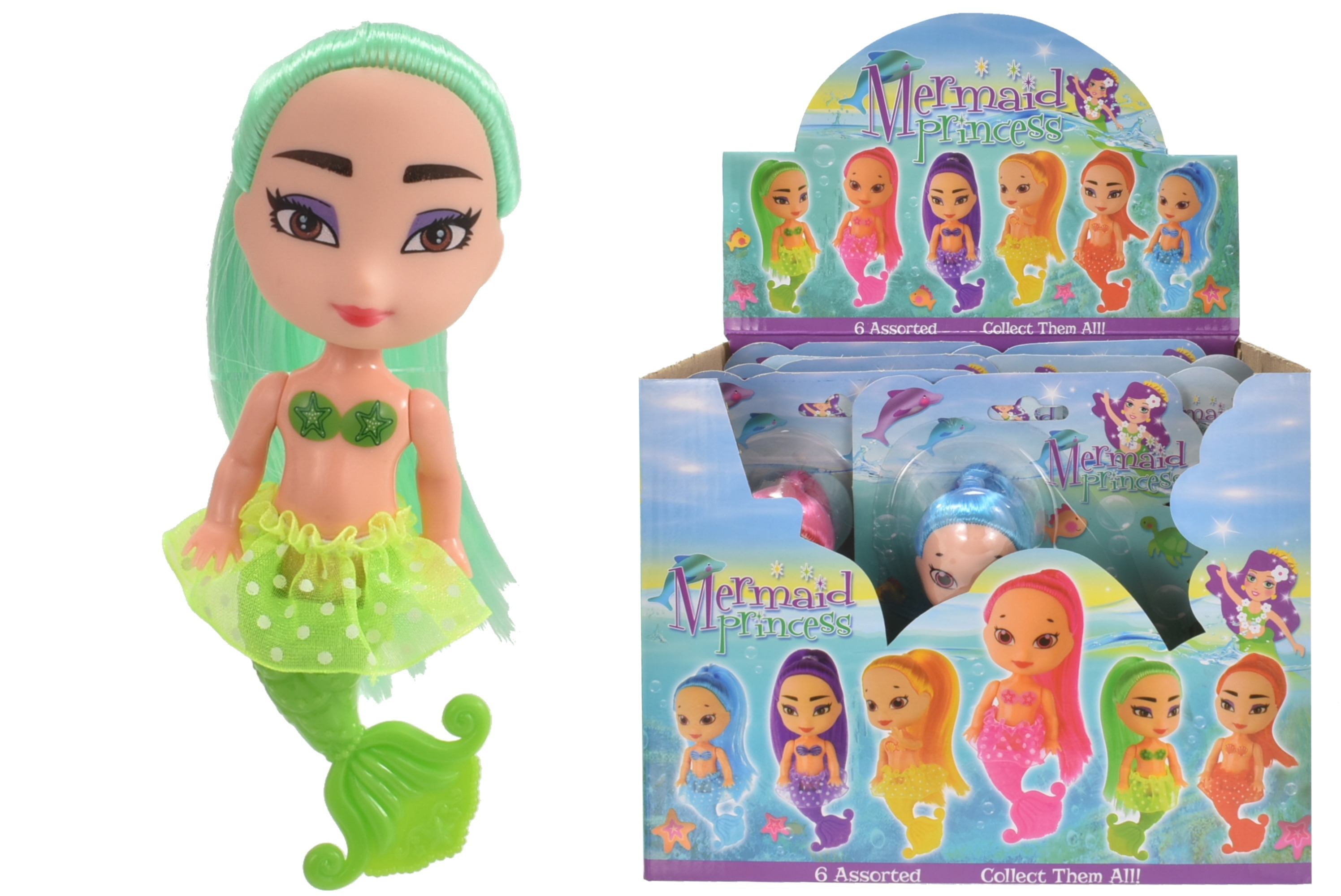MERMAID PRINCESS,6 Assorted 13cm I/cd CDU [Splittable]