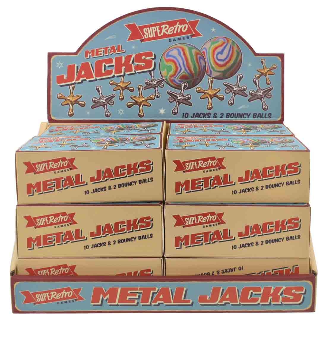 METAL JACKS, SUPERETRO 10 Jacks & 2 Balls, Boxed CDU [Splittable]