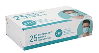 DISPOSABLE FACE MASKS 25`s 3 Ply Boxed [Splittable]