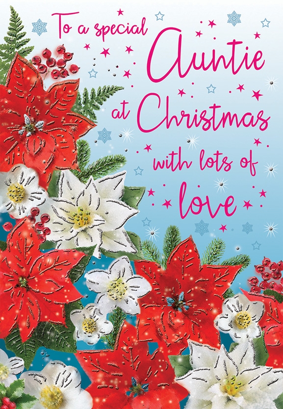XMAS CARDS,Auntie 6`s Poinsetta