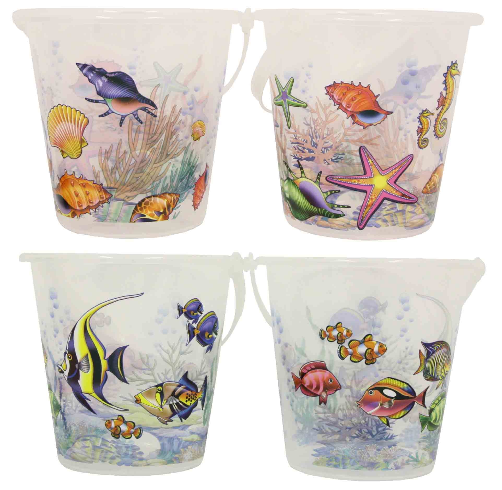 BUCKET, Clear With Asst. Sealife Print 7in [Splittable]