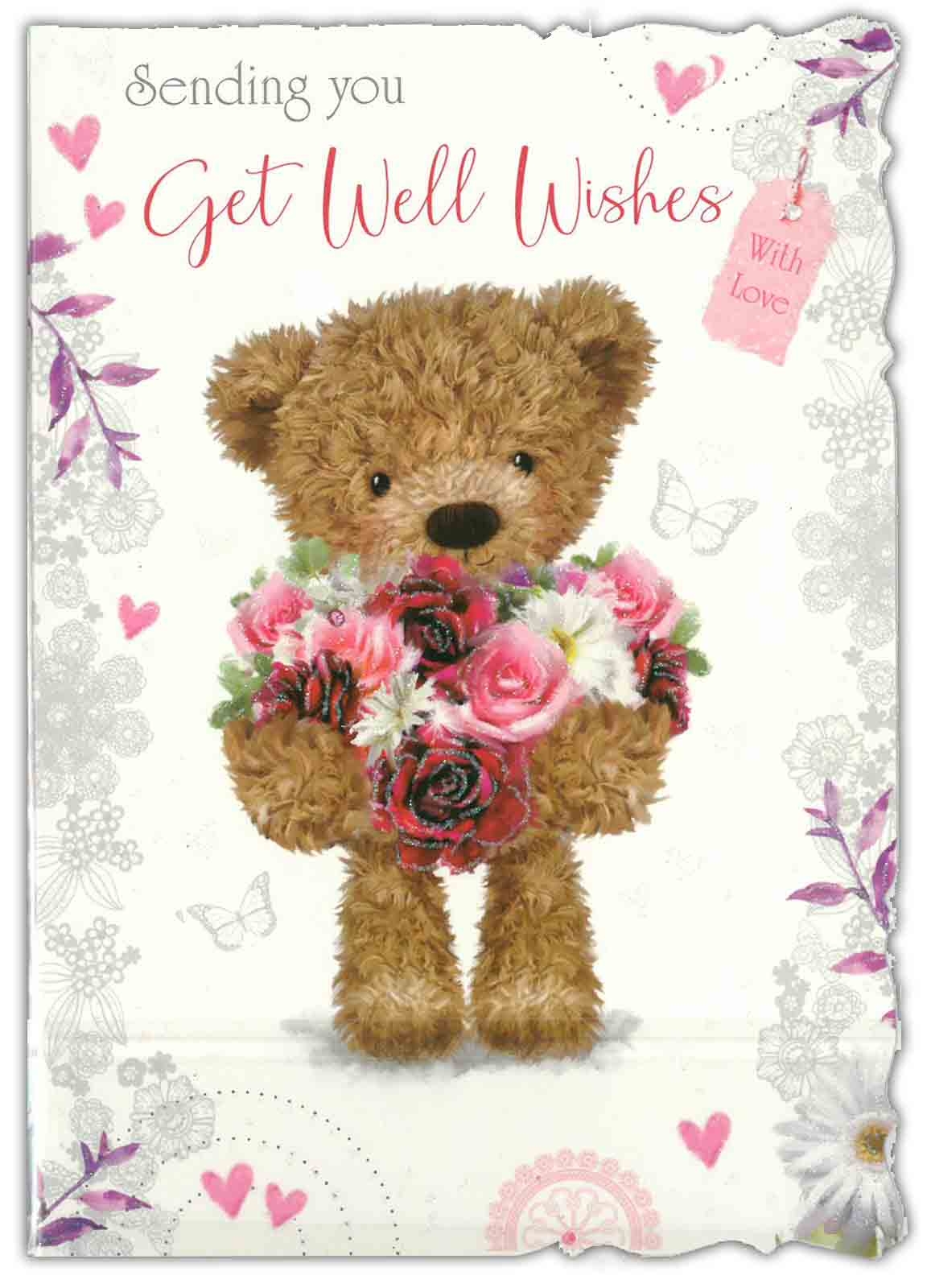 GET WELL CARDS,6`s Teddy with Flowers (Was 1.15)