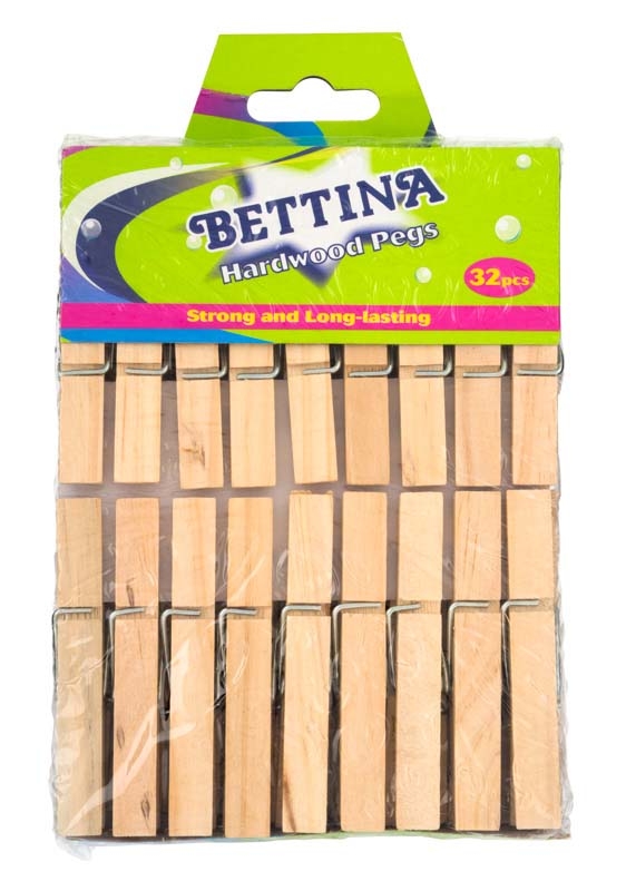 CLOTHES PEGS,HARDWOOD, 32`s H/pk B164 [Splittable]