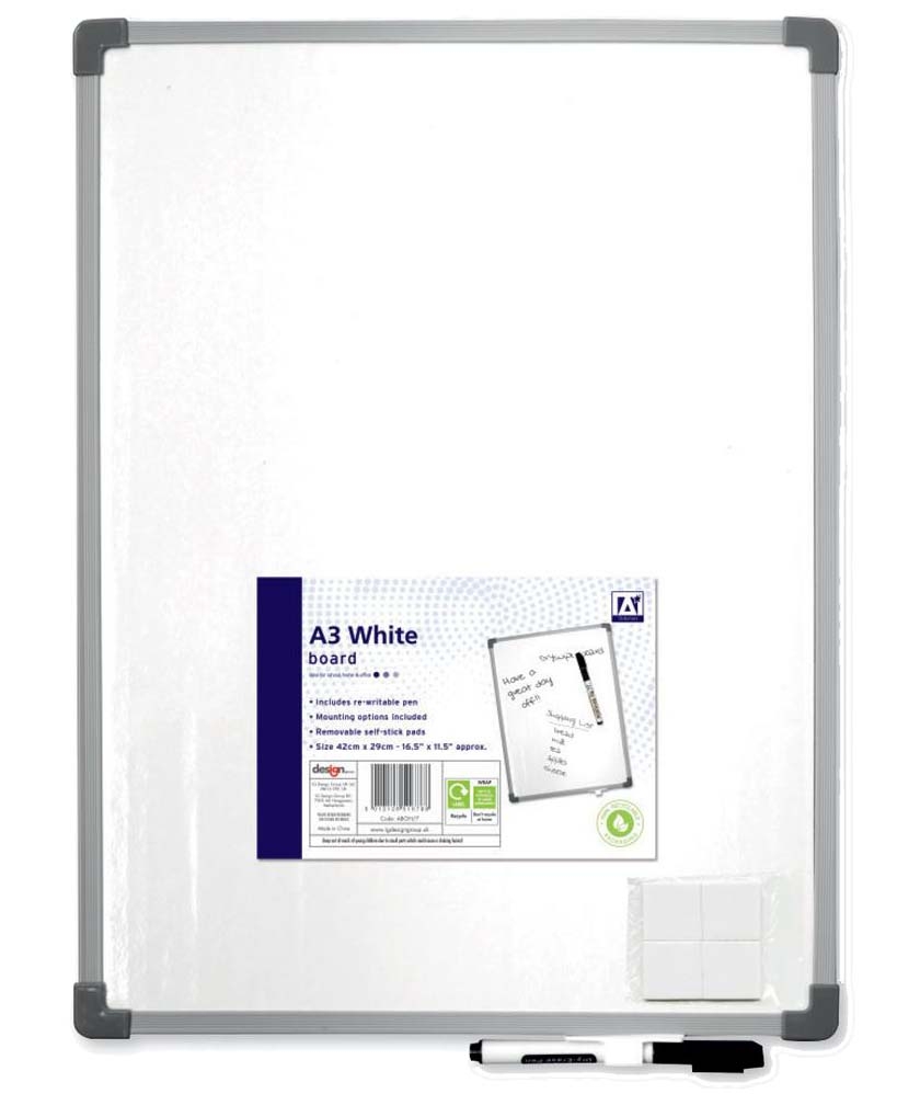 NOTICE BOARD,Drywipe Magnetic White Board 420x290mm [Splittable]