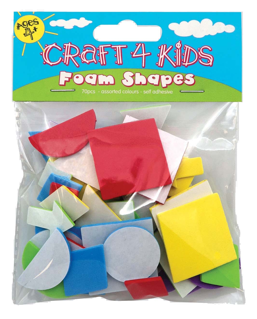 CRAFT 4 KIDS,Foam Shapes S/Adh 70`s H/pk [Splittable]
