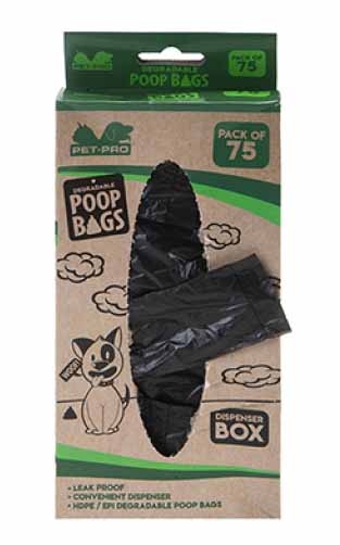 DOG POOP WASTE BAGS,75`s Degradable, Dispenser Box H/pk [Splittable]