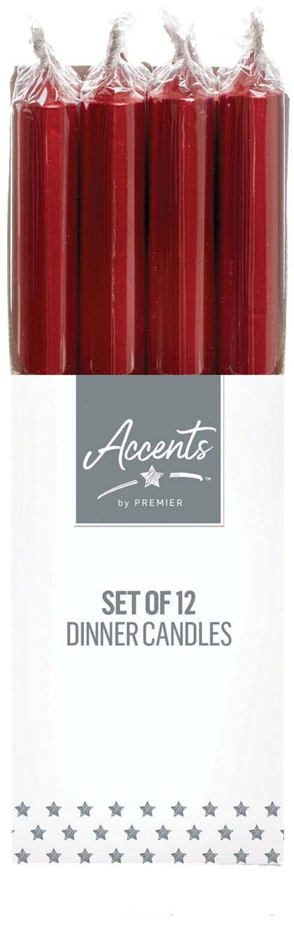 CANDLE,Dinner,Burgundy Red Metallic 25cm CDU [Packs Only]