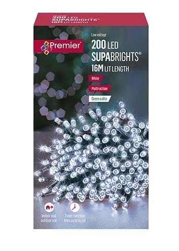 LIGHTS,LED Supabrights Multi Action White 200`s Boxed