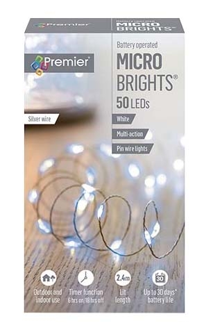 LIGHTS,LED Microbright White 50`s Battery Operated [Packs Only]